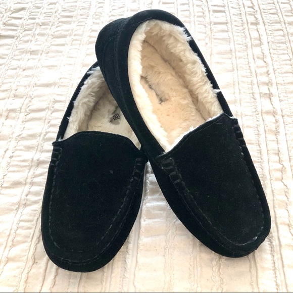 Leather Suede Fuzzy Slippers Faux Fur Moccasins Size 9 - Picture 2 of 7
